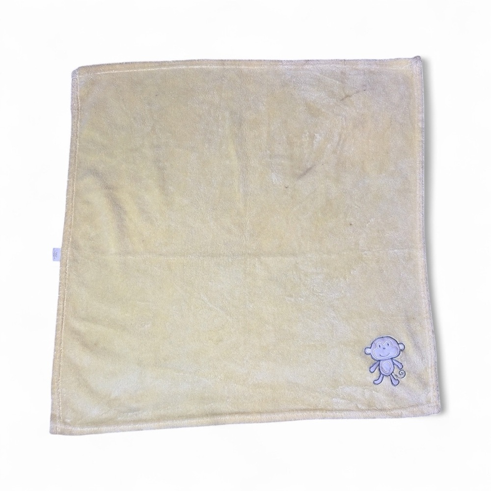 Circo Vintage Monkey Baby Blanket Light Yellow Green Plush Lovey 29x31